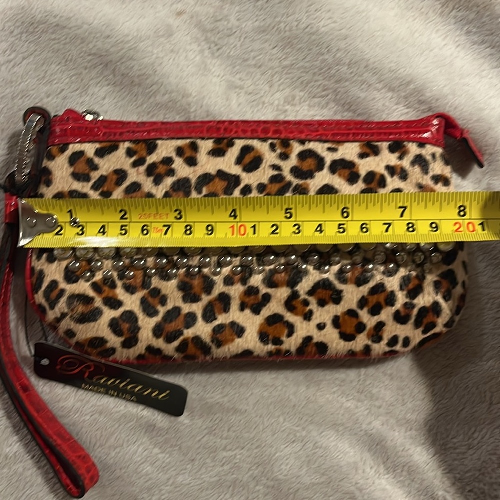 Leather Leopard Rhinestone Wristlet - Picture 8 of 12